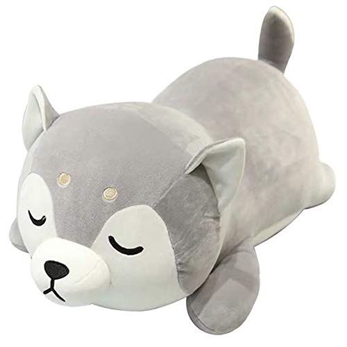 Husky Plush Pillow,Huskie Stuffed Animal Toy Puppy Throw Pillow for Kids and Adults (13.7 inch)