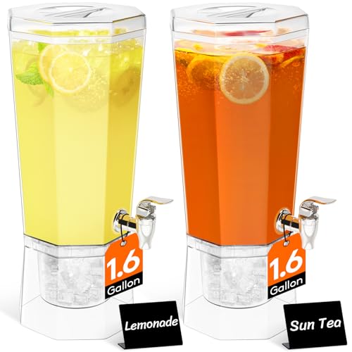 Lifewit 2 Pack 1.6 Gallon Drink Dispenser with Leak-Proof Spigot, Ice Base for Parties
