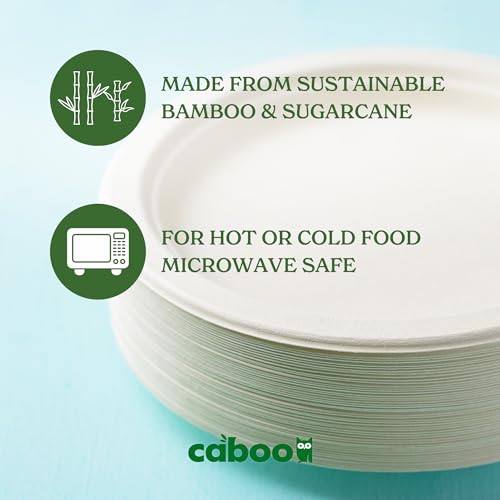 Disposabe Bamboo Paper Plates 125 Pack - 10 Inch Eco-Friendly, Biodegradable Party Tableware