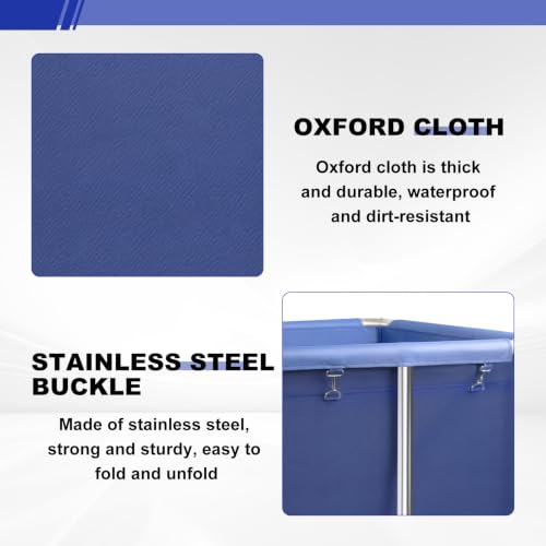 420L Heavy Duty Laundry Cart with Removable Water-Resistant Blue Liner and 440lbs Capacity