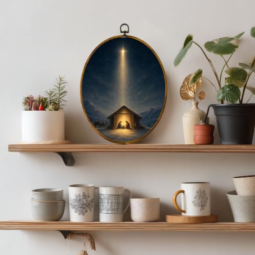 Nativity Star Oval Wall Art - HPCHENG Nativity Star, Religious Christmas Decor
