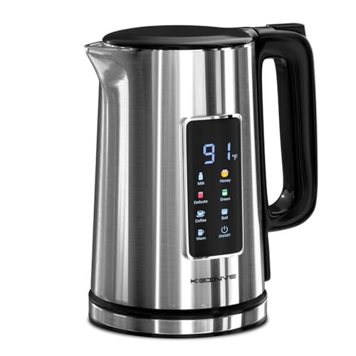 KEINVE 1.7L Electric Kettle with Touch Screen & No Plastic Interior