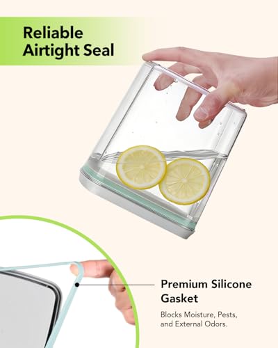 Airtight Food Storage Containers Set with One-Touch Lid - 2.8QT, 2 Pack, Stackable, BPA-Free PET