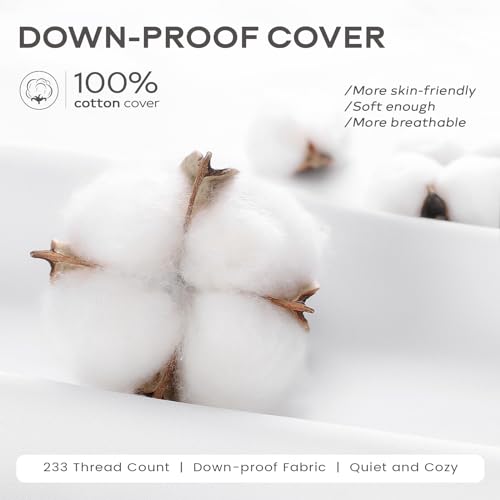 24x24 Inch Down and Feather Pillow Inserts - White Fluffy Cushion Set with Cotton Cover
