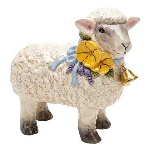 Blue Sky Lamb Figurine - 8 inch Multicolor Spring Tabletop Decor