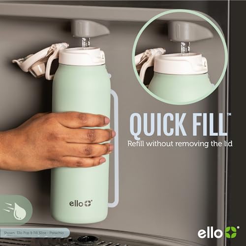 Ello Pop & Fill 32oz Insulated Stainless Steel Water Bottle - Porcelain Rose