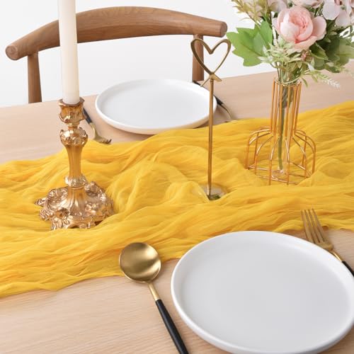 Joanlody 6 Pack Yellow Cheesecloth Table Runners 10ft Fall Wedding Party Decor