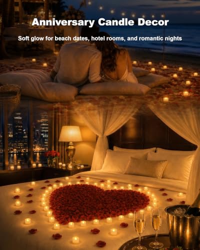 Homemory 72-Pack Flickering Flameless Tea Light Candles - Warm White, White Base, 200+ Hours Runtime