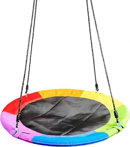 Rainbow 40-Inch Saucer Tree Swing for Kids, Waterproof Outdoor Play Seat, 900Lb Capacity