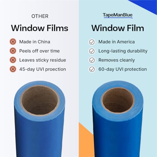 TapeManBlue Window Protection Film, 24 inch x 600 feet, Made in The