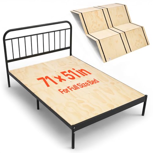 Full Size Foldable Bunkie Board - 51 x 71 Inch Wooden Bed Support with No Assembly