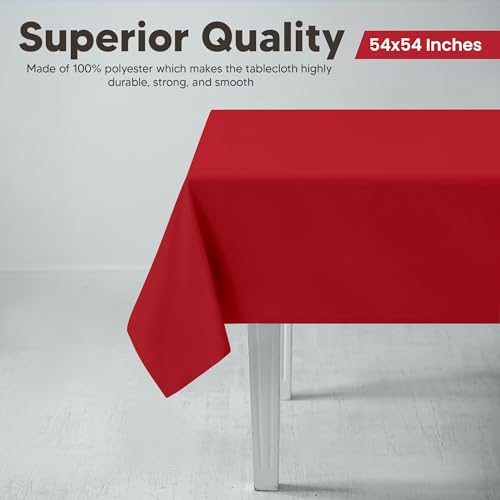 Utopia Kitchen 2 Pack Red Square Tablecloth 54x54 Inches - Wrinkle-Resistant & Stainproof Polyester