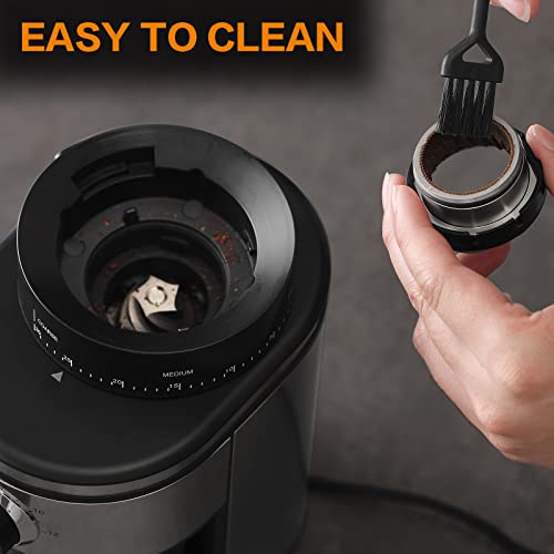 Ollygrin BG702S-PG Electric Conical Coffee Grinder, 30 Grind Settings, Silver & Black