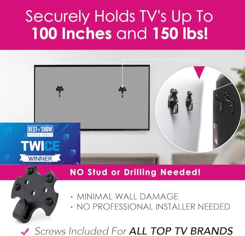 HangSmart TV Wall Mount No Stud for 19-100 Inch Flat Screen TVs - Easy DIY Installation, Holds Up to 150 lbs