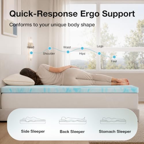 Novilla Full Mattress Topper - 2 Inch Cooling Gel Memory Foam, Pressure Relief