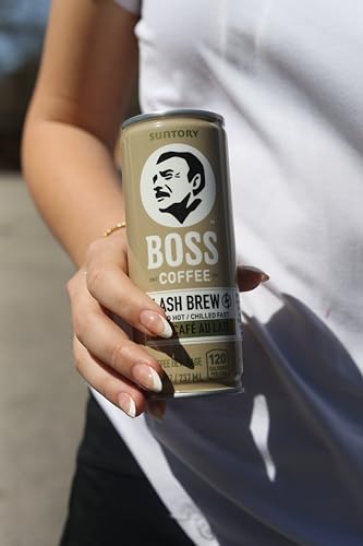 BOSS Japanese Flash Brew Coffee with Milk - Ready-to-Drink 8oz, 12 Pack