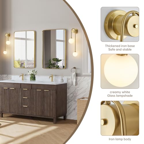 Mid-Century Modern Wall Sconce Set of 1 - Gold Indoor Wall Light Fixture