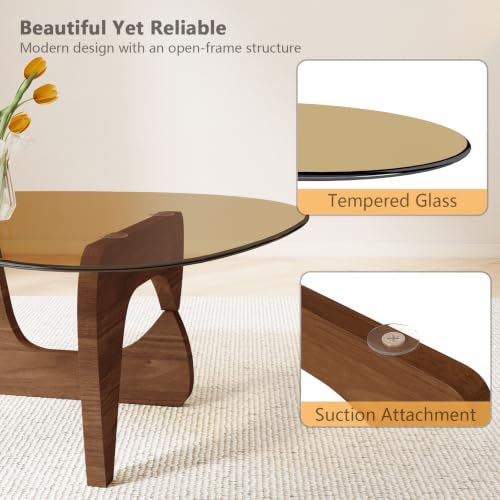 Triangle MDF Frame Coffee Table with Amber Tempered Glass Top
