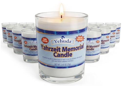 Yahrzeit Memorial Candle Glass Tumbler 24 Pack - 24-26 Hour Emergency & Ritual Candles