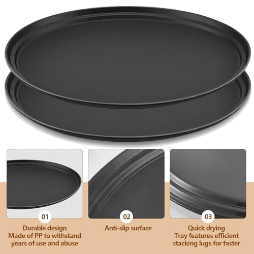 FillTouch 4 Pcs Restaurant Serving Trays Oval, 24 x 29 Inch, Black