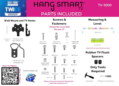 HangSmart TV Wall Mount No Stud for 19-100 Inch Flat Screen TVs - Easy DIY Installation, Holds Up to 150 lbs