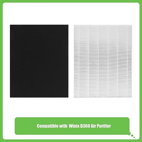 HEPA Air Purifier Filter Set Compatible with Winix D360 - 2 True HEPA & 8 Activated Carbon Filters