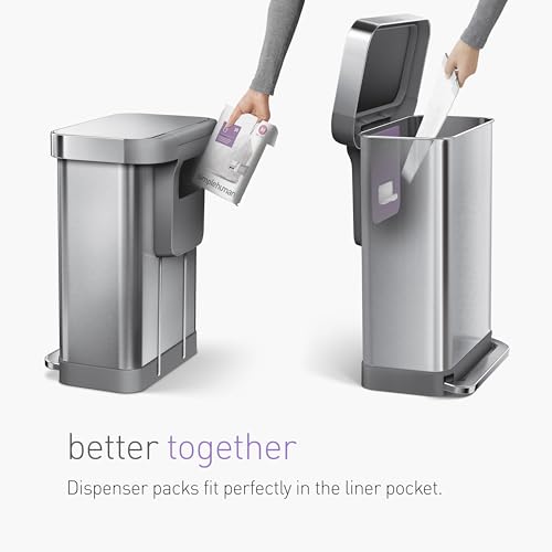 simplehuman Odorsorb Code H Black Trash Liners 80 Count - Custom Fit, Odor-Absorbing, Dispenser Pack, 30-35L / 8-9 Gal