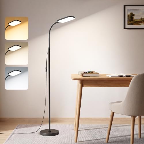 Coucrek LED Floor Lamp - Adjustable Reading Light for Living Room - Black