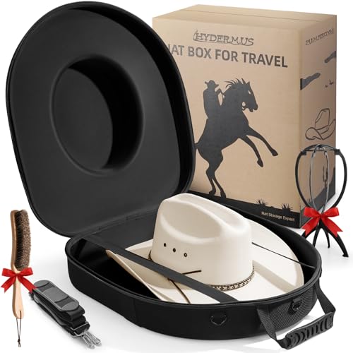 Extra Large Waterproof Cowboy Hat Box Travel Case Holds 2 Hats - Black