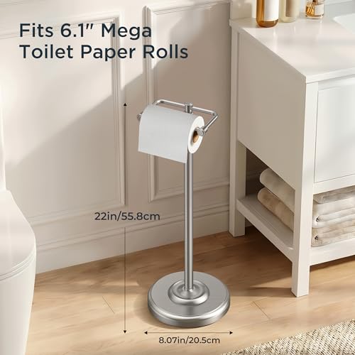 Freestanding Toilet Paper Holder Stand - Vintage Stainless Steel, Modern Finish
