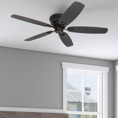 Honeywell Glen Alden 52 Inch Oil Rubbed Bronze Flush Mount Ceiling Fan - Reversible 3-Speed, Quiet Operation
