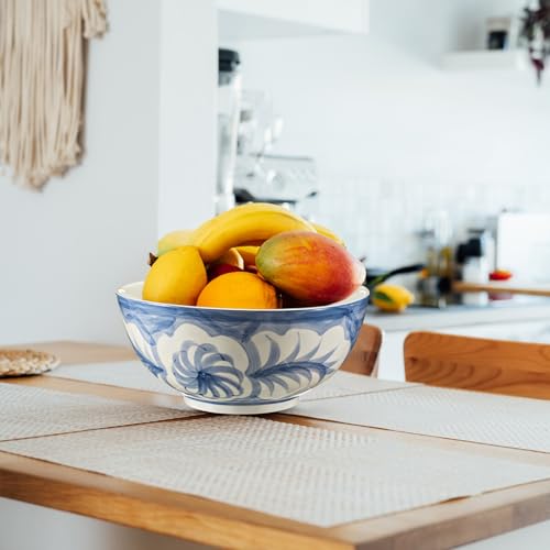 Maxdot Blue and White Chinoiserie Pasta Bowl 10 x 10 x 5 Inches - Hand-Painted Ceramic Serving Bowl