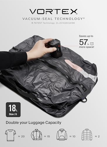 Gray Reusable Vacuum Compression Travel Bag 18L for Carry-On Suitcase & Backpack - 2-Pack with Pump
