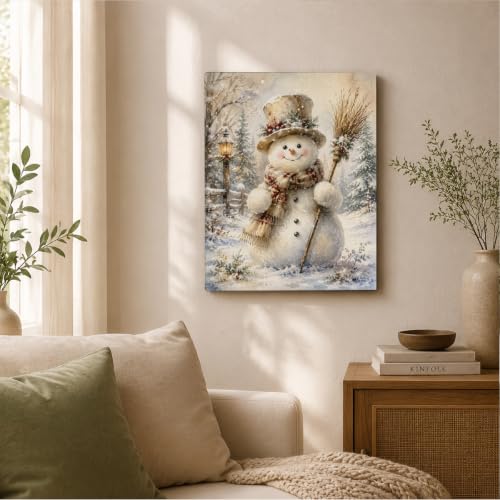 A10 Christmas Snowman Canvas Wall Art - Festive Winter Print by TTBDPB