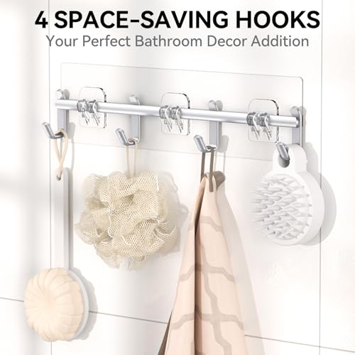 Silver XL Shower Caddy Adhesive Rustproof Shower Shelves for Inside Shower