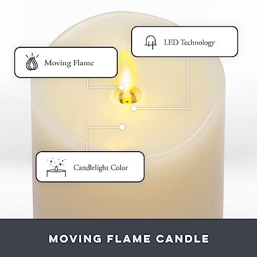 Ivory Flameless Moving Flame Candle Set - Safe LED Pillars with Timer