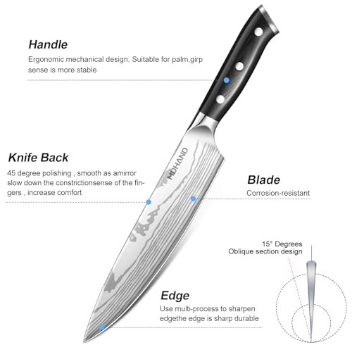 MDHAND Black Chef Knife Set with Roll Bag - Ultra Sharp Professional Kitchen Knives