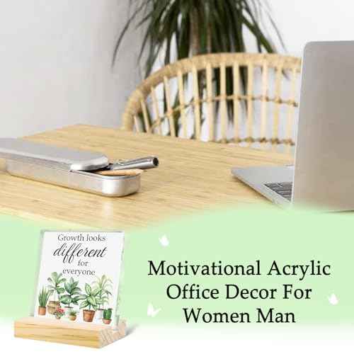 Motivational Acrylic Office Decor For Women Man Cute Plant Flower Desk Decor Sign Classroom Decorations Retirement Gift Green Desk Accessories For Farmhouse Home Bedroom