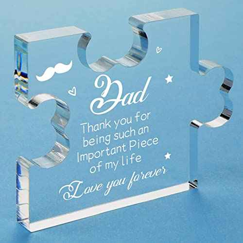 Funnli Dad Birthday Gifts Acrylic Puzzle Plaque, Gifts for Dad from Daughter, Birthday Gifts for Dad Desk Decorations, Christmas Valentines Day Wedding Card Gifts for Dad