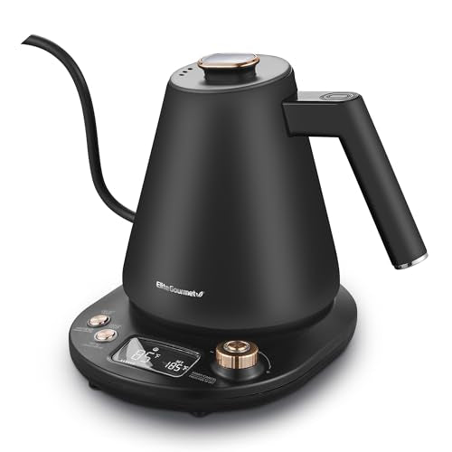Copper Finish Elite Gourmet 1L Digital Gooseneck Electric Kettle - Cordless & Fast Heating