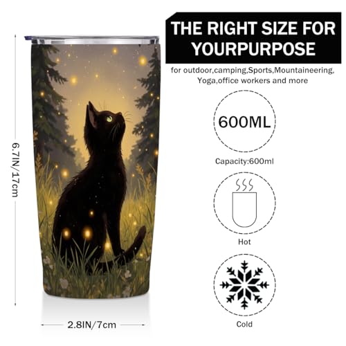 Jztco Cat Gifts for Women 20 oz Skinny Tumbler - Cute Cats Stainless Steel Insulated, Multi 1472
