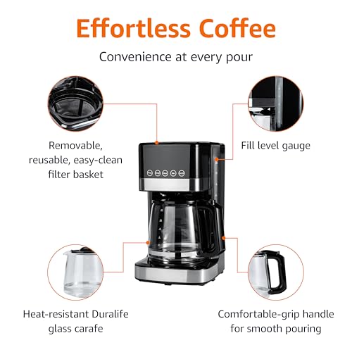 Programmable 12-Cup Drip Coffee Maker with Glass Carafe, Auto Shut-Off & Touch Screen