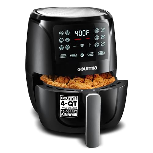 Gourmia 4 Qt Air Fryer - Compact Digital Air Fryer with 12 Presets, Black - Variation of THIS listing