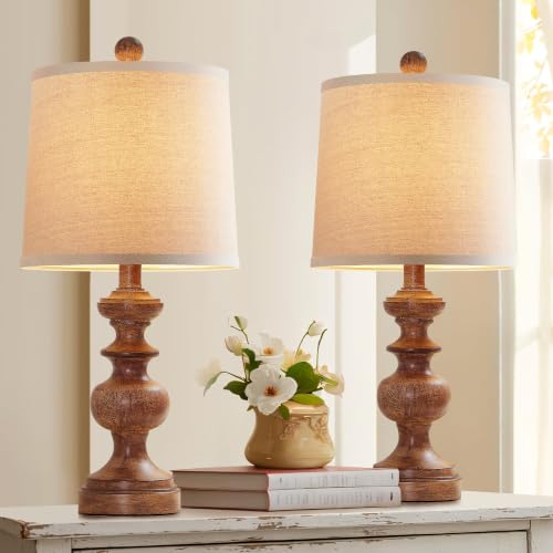PARTPHONER Farmhouse Table Lamp Set of 2, Rustic Lamps for Living