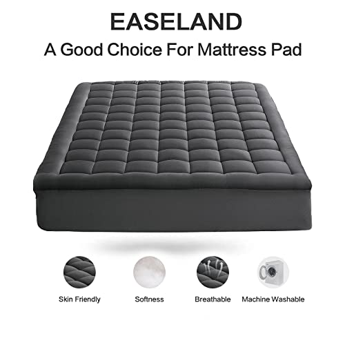 California King Mattress Pad Pillow Top - Dark Grey, Deep Pocket, 72x84"