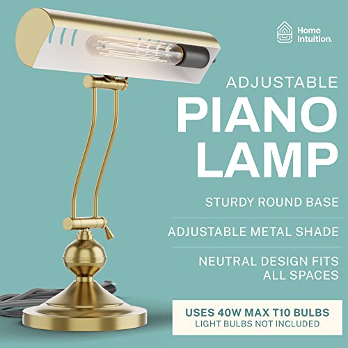 Home Intuition Classic Antique Brass Adjustable Piano Desk Lamp - Banker Light