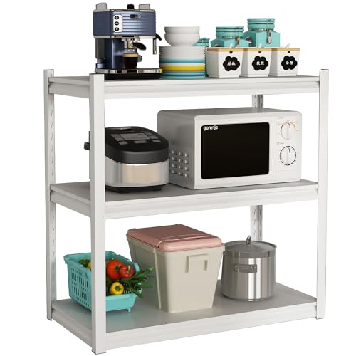 Elitehouse White 3-Tier Heavy Duty Metal Garage Shelving - Adjustable Storage Rack