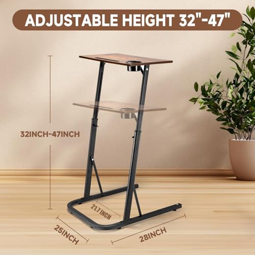 Adjustable Treadmill Desk Stand for Walking, Cycling & Workstation - Rustic Brown