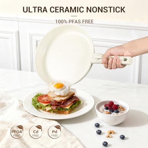 20-Piece Ceramic Nonstick Cookware Set with Removable Handles – Kitchen Pots & Pans