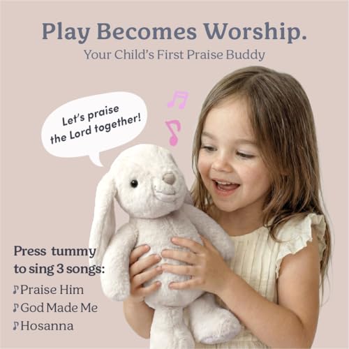 Praise Bunny Christian Gift Set for Kids - 3 Songs, Prayer Book & Keepsake Box